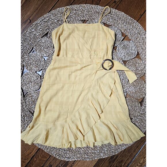 American Eagle Butter Yellow Wrap Mini Dress – Size M - Picture 1 of 11